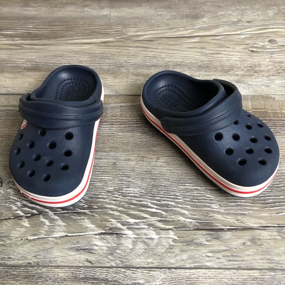 Crocs Clogs Shoes Slip On Baby Infant unisex size 6 navy red white patriotic